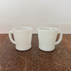 Pair (2)‎ Anchor Hocking Fire King Milk Glass Stacking Mugs Made in USA